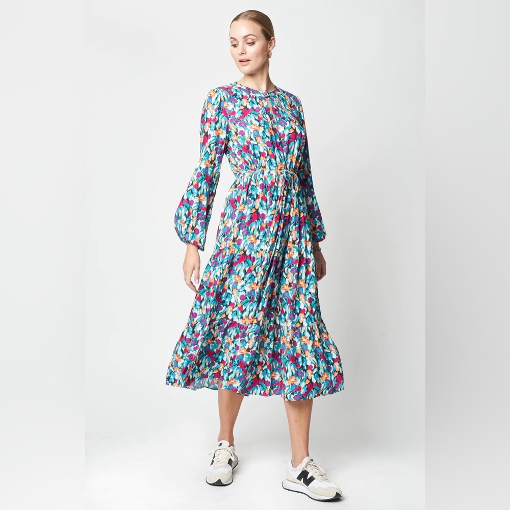 Fresha London Tulip Print Midi Dress Size Small‎